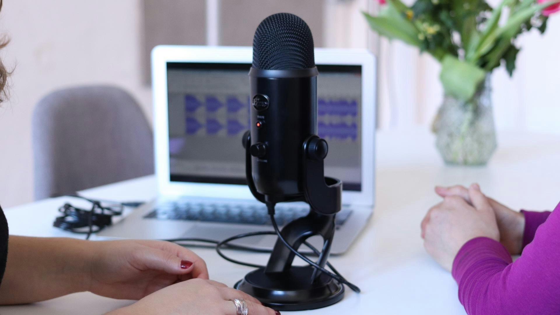 women podcasting